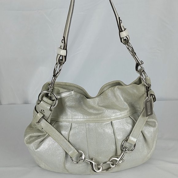 Coach Handbags - Coach Hobo Bag H05S-8B33 Pearlescent Metal Charm